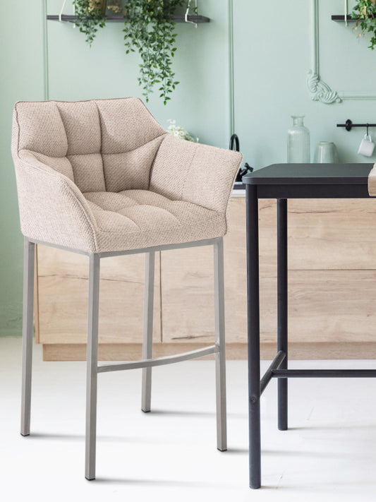 Taburete Alto Damaso 4 Tela Cromada