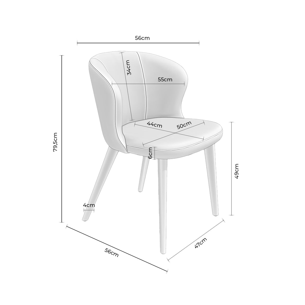 Tanya Chair – Beige measurements