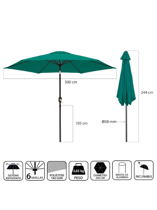 Parasol Crudo Aluminio 300