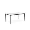 Mesa Arya 140 cm com tampo cerâmico branco e base preta