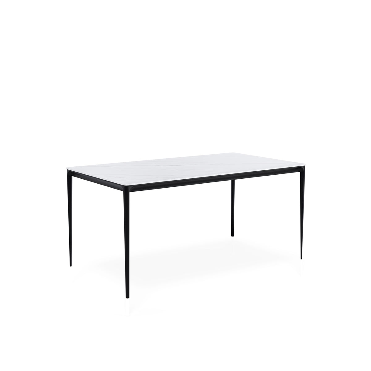 Mesa Arya 140 cm com tampo cerâmico branco e base preta