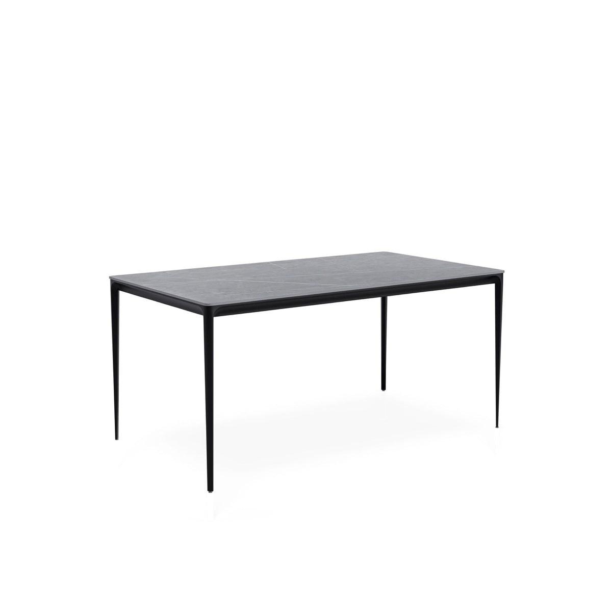 Mesa Arya 160 cm com tampo cerâmico cinzento e base preta