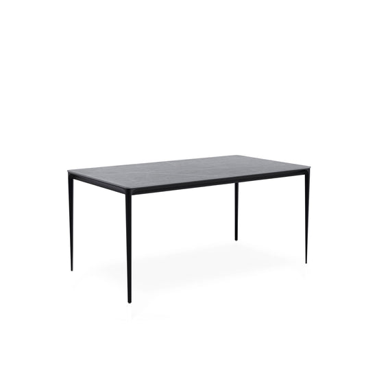 Mesa Arya 180 cm com tampo cerâmico cinzento e base preta