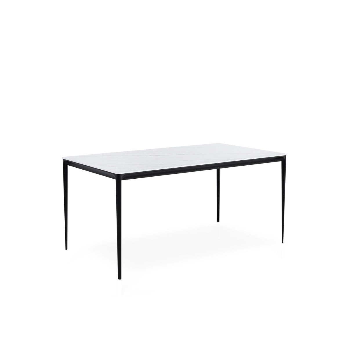 Mesa Arya 180 cm com tampo cerâmico branco e base preta