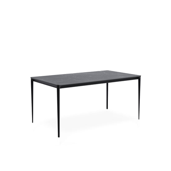 Mesa Arya 140 cm com tampo cerâmico preto e base preta