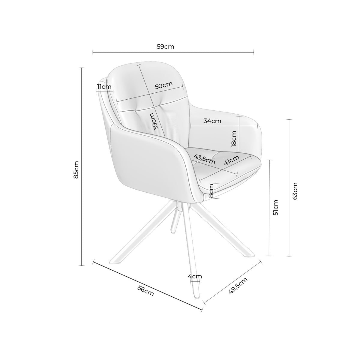 Silvi Chair Beige – Beige dimensions