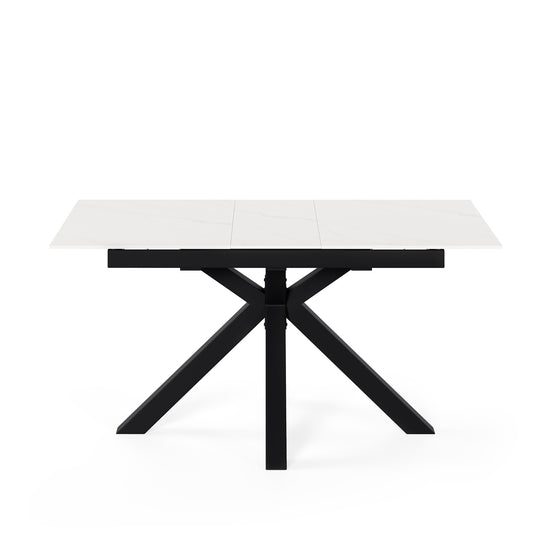 Mesa Lori 160 cm creta – vista frontal com a extensão aberta