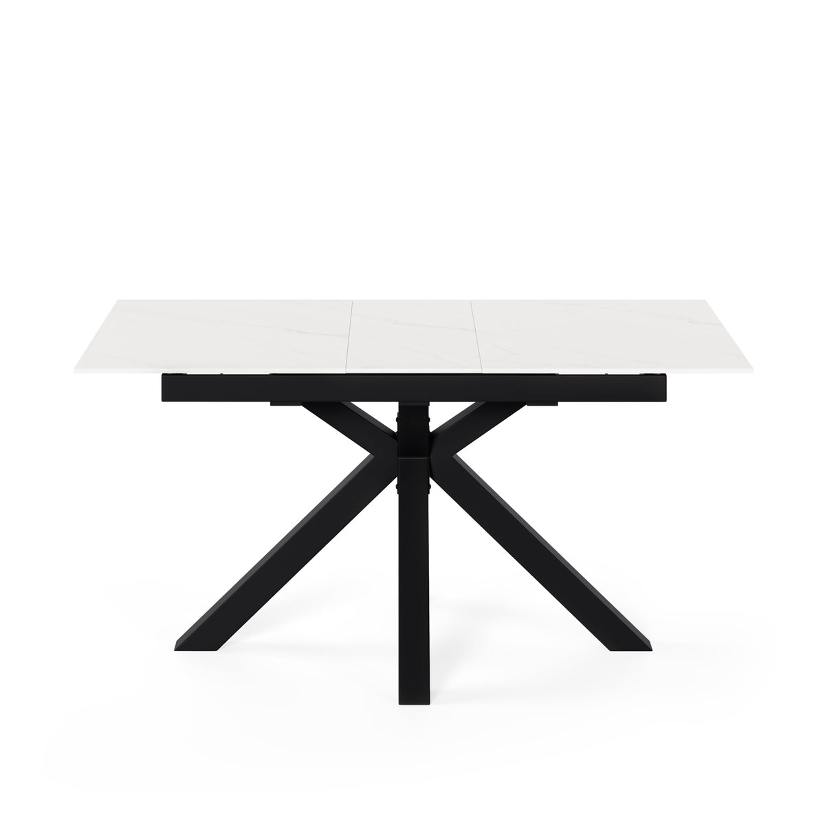 Mesa Lori 160 cm creta – vista frontal com a extensão aberta