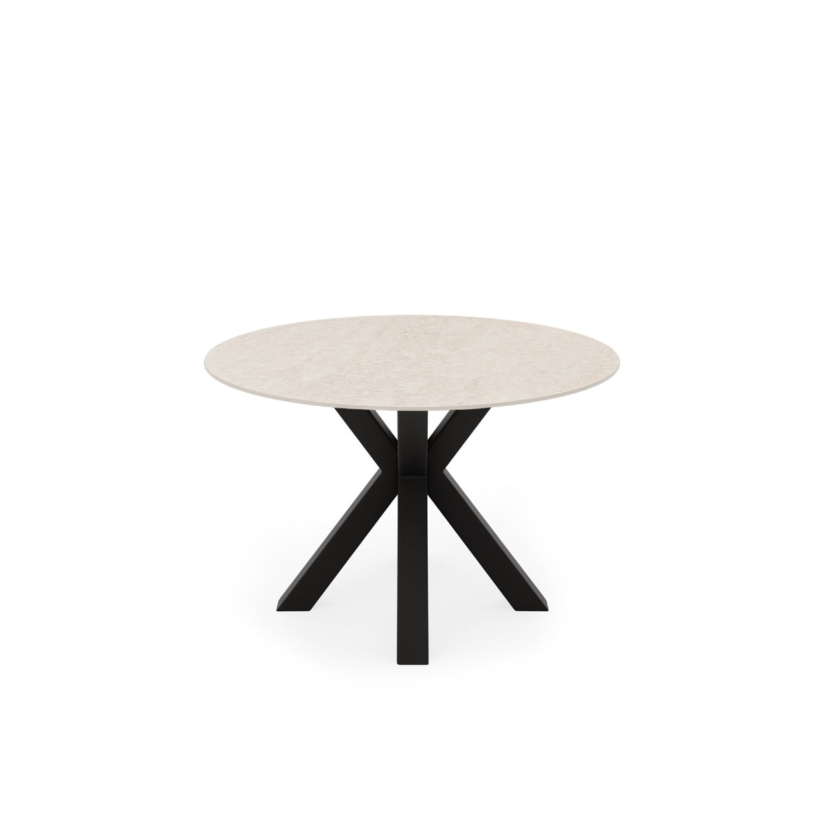 Mesa redonda Fiorella 100 cm travertino com base preta