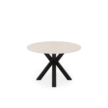 Mesa redonda Fiorella 100 cm travertino com base preta