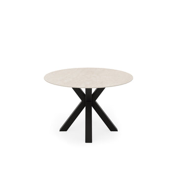 Round table Fiorella 120 cm Travertine with Black base