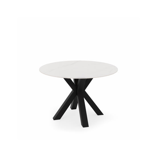 Mesa redonda Fiorella 100 cm creta com base preta