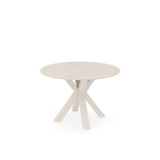 Mesa redonda Fiorella 100 cm travertino com base bege