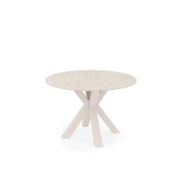 Mesa redonda Fiorella 100 cm travertino com base bege