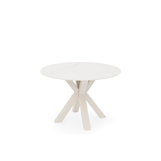 Mesa redonda Fiorella 100 cm creta com base bege