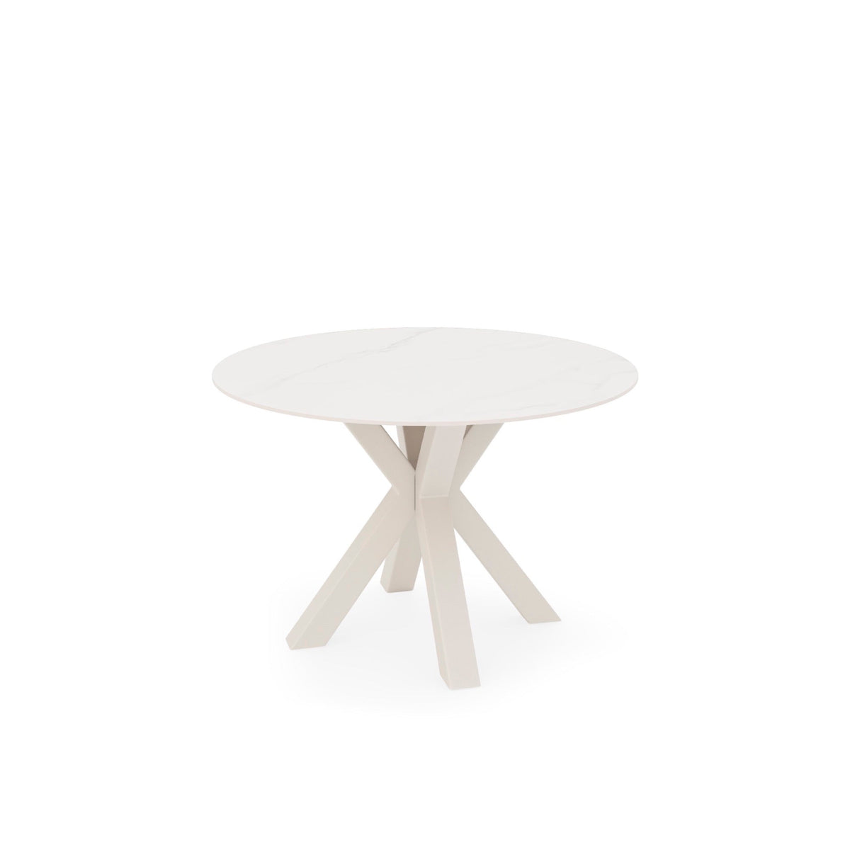 Mesa redonda Fiorella 120 cm creta com base bege