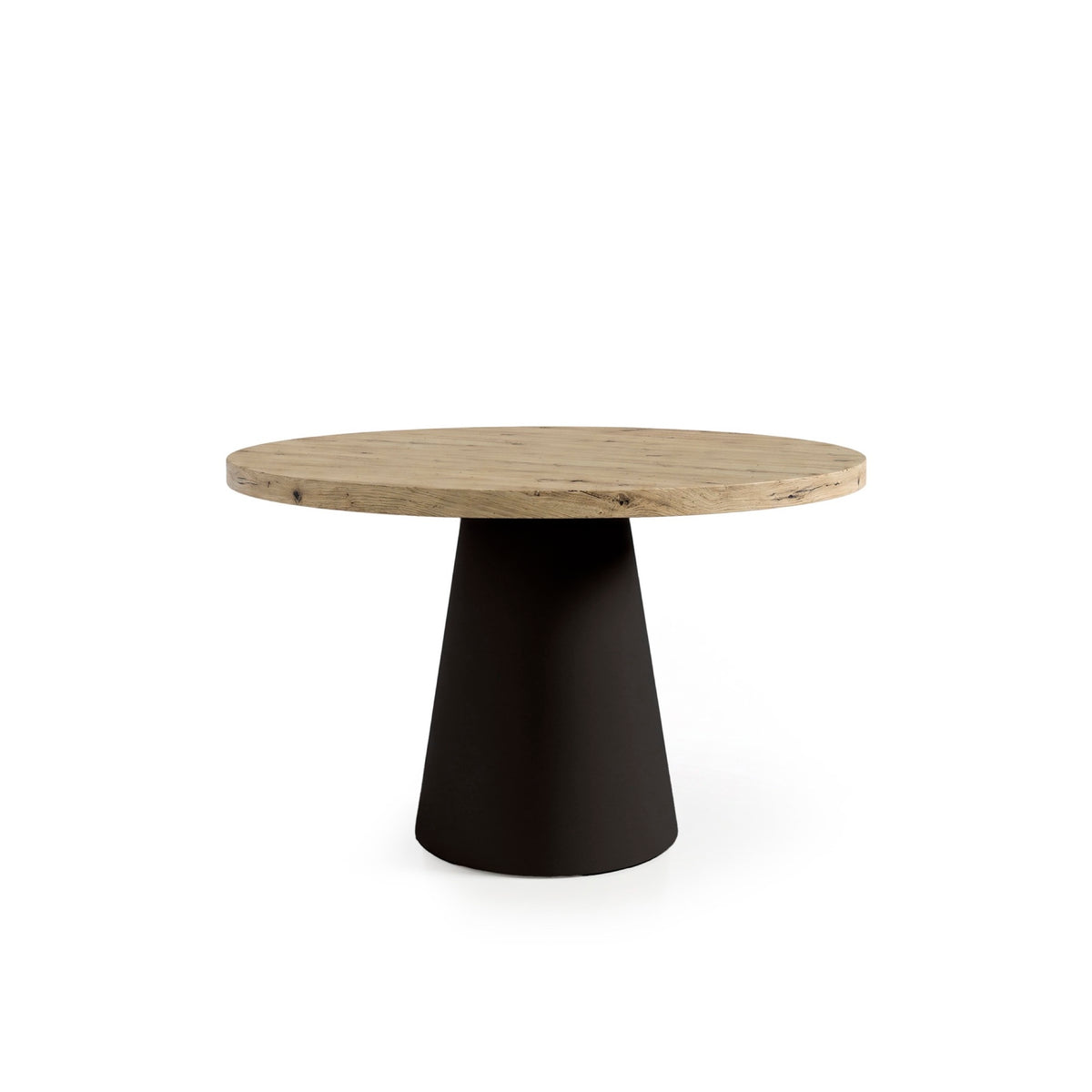 Mesa redonda Holly 100 cm com tampo efeito madeira e base preta