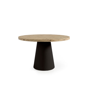 Mesa redonda Holly 100 cm com tampo efeito madeira e base preta