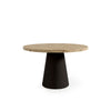 Mesa redonda Holly 120 cm com tampo efeito madeira e base preta
