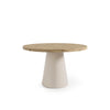 Mesa redonda Holly 100 cm com tampo efeito madeira e base bege