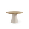 Mesa redonda Holly 120 cm com tampo efeito madeira e base bege
