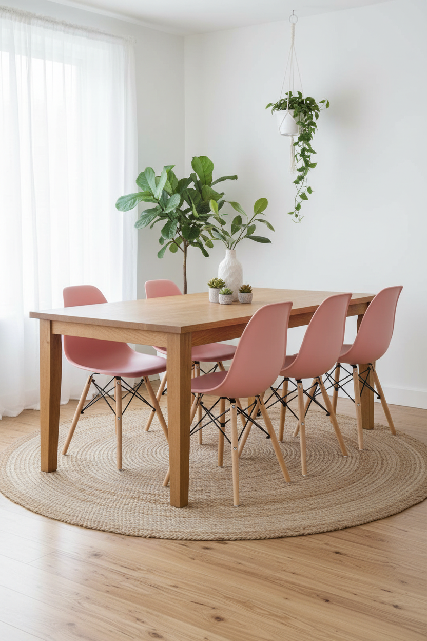 Cadeira Oslo rosa em ambiente nórdico