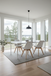 Cadeira Skagen Branca — sala de jantar nórdica moderna com mesa de mármore branco