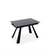 Mesa extensível Judy 120 cm atenea com tampo em porcelana e pés metálicos pretos