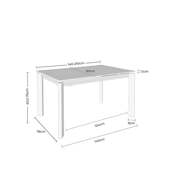 Mesa Constance 140 sahara – esquema com as medidas