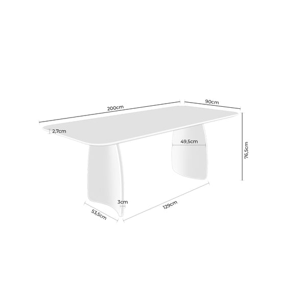 Mesa Kimberly 200 carvalho – esquema com as medidas
