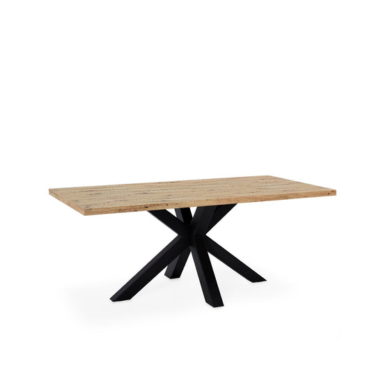 Mesa Sandy 180 cm com tampo efeito carvalho e estrutura preta