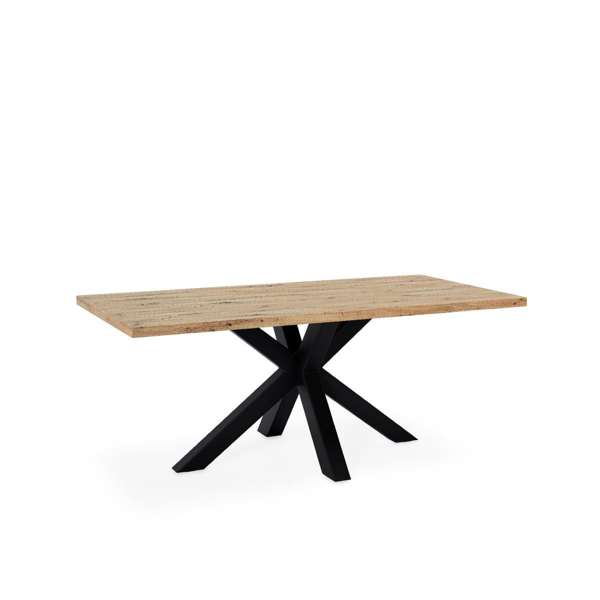 Mesa Sandy 180 cm com tampo efeito carvalho e estrutura preta