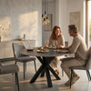 Round Fiorella 120 cm table in Atenea – setting with a couple having dinner